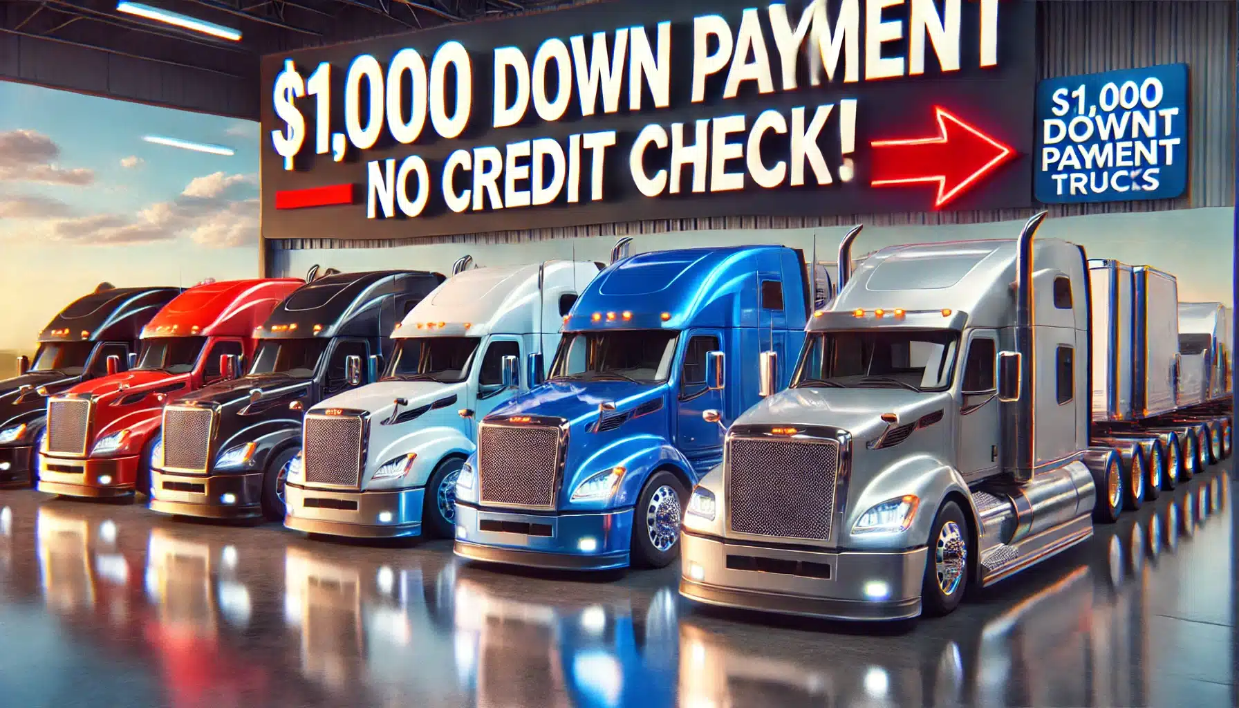 $1,000 down payment semi trucks no credit check